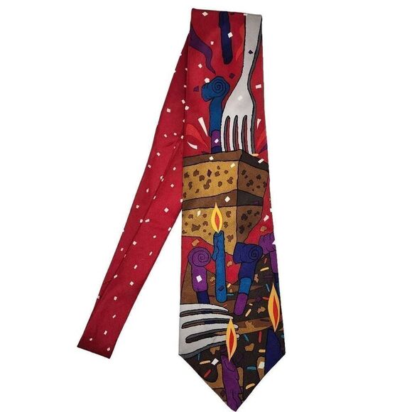 The Beatles Men Accessories, Vintage 90s Birthday Theme 100% Silk Neck Tie - Picture 1 of 4